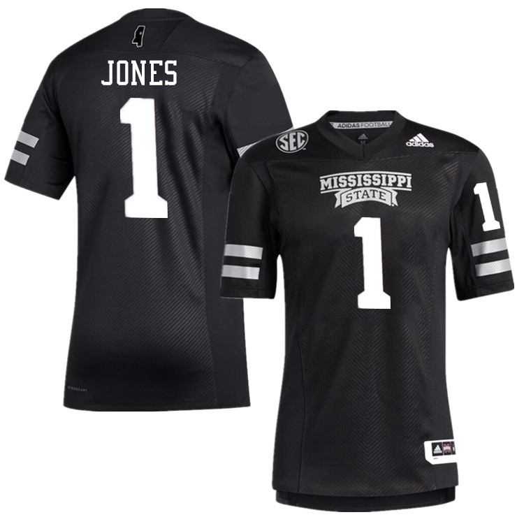 Men #1 Kelley Jones Mississippi State Bulldogs College Football Jerseys Stitched-Black